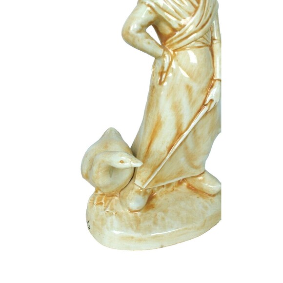 Vintage 70s Farmhouse Dutch Country Ceramic Figurines Boy & Girl with Geese - Picture 5 of 8